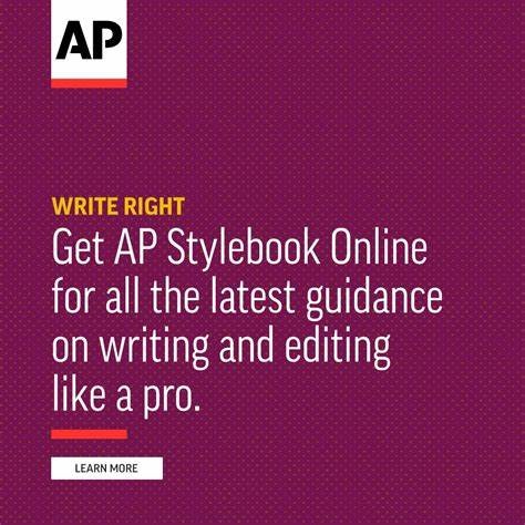 AP Stylebook promo. Text reads: Get AP Stylebook Online for all the latest guidance on writing and editing like a pro.